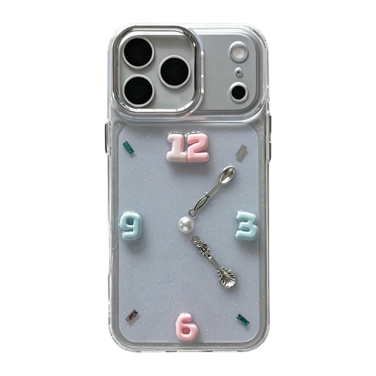 For iPhone 17 Pro Creative Clock Design Epoxy Resin Phone Case - Transparent - EDA009966602A