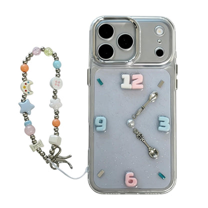 For iPhone 17 Pro Max Creative Clock Design Epoxy Resin Phone Case with Bracelet - Transparent - EDA009966701A