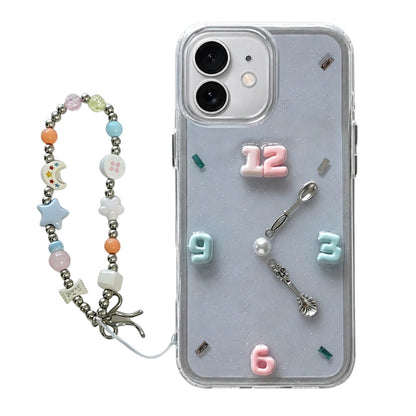 For iPhone 12 Creative Clock Design Epoxy Resin Phone Case with Bracelet - Transparent - EDA009966720A