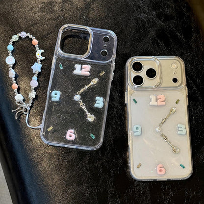 For iPhone 11 Creative Clock Design Epoxy Resin Phone Case with Bracelet - Transparent - EDA009966723A