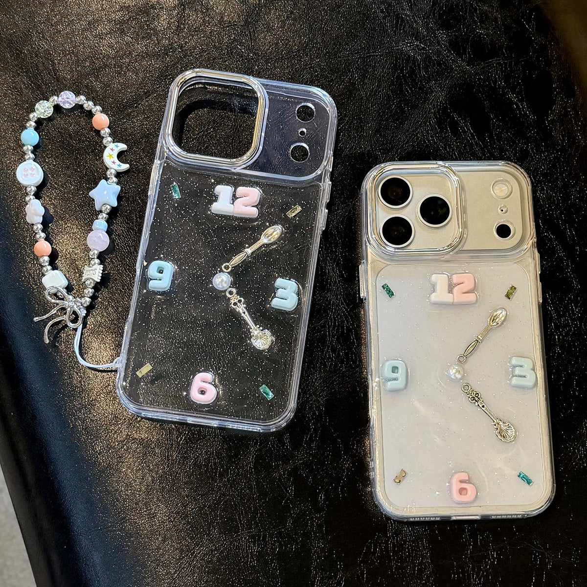 For iPhone 12 Pro Creative Clock Design Epoxy Resin Phone Case with Bracelet - Transparent - EDA009966722A