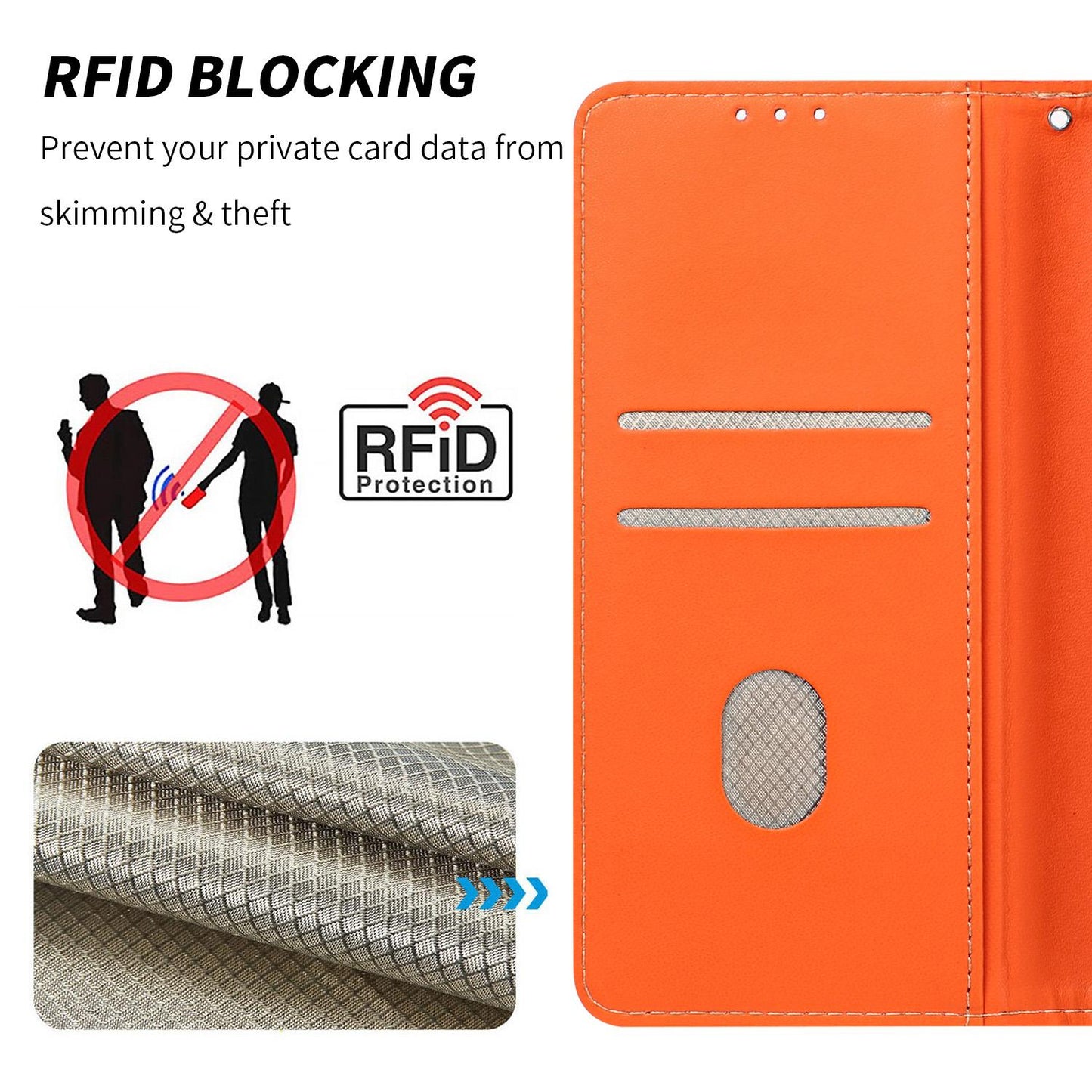 For Redmi K90 Pro Max/Poco F8 Ultra Embossed Meander Pattern RFID Vegan Leather Phone Case(Orange)
