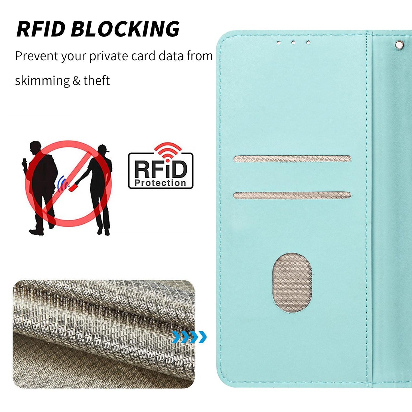 For Redmi K90 Pro Max/Poco F8 Ultra Embossed Meander Pattern RFID Vegan Leather Phone Case(Mint Green)
