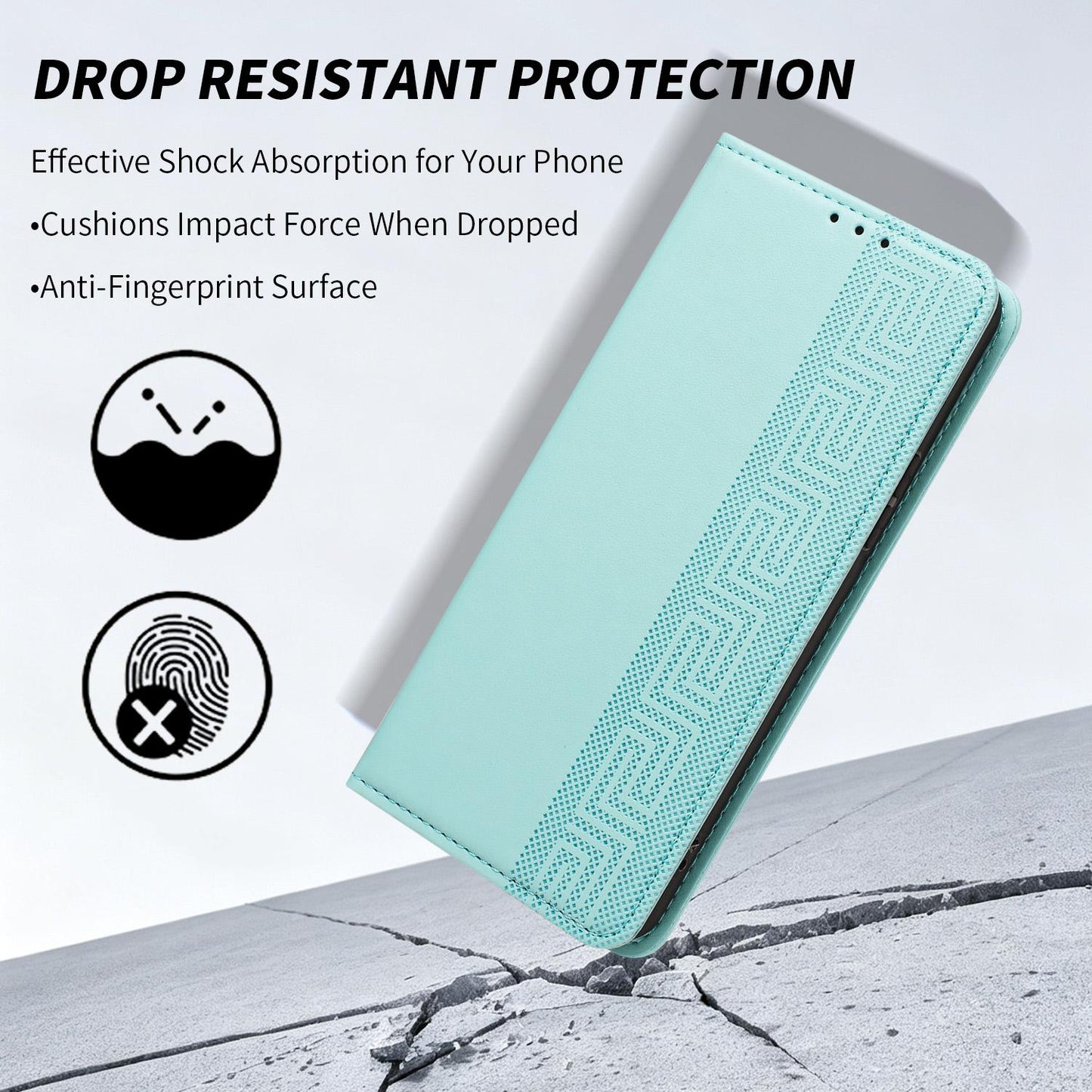 For Redmi K90 Pro Max/Poco F8 Ultra Embossed Meander Pattern RFID Vegan Leather Phone Case(Mint Green)