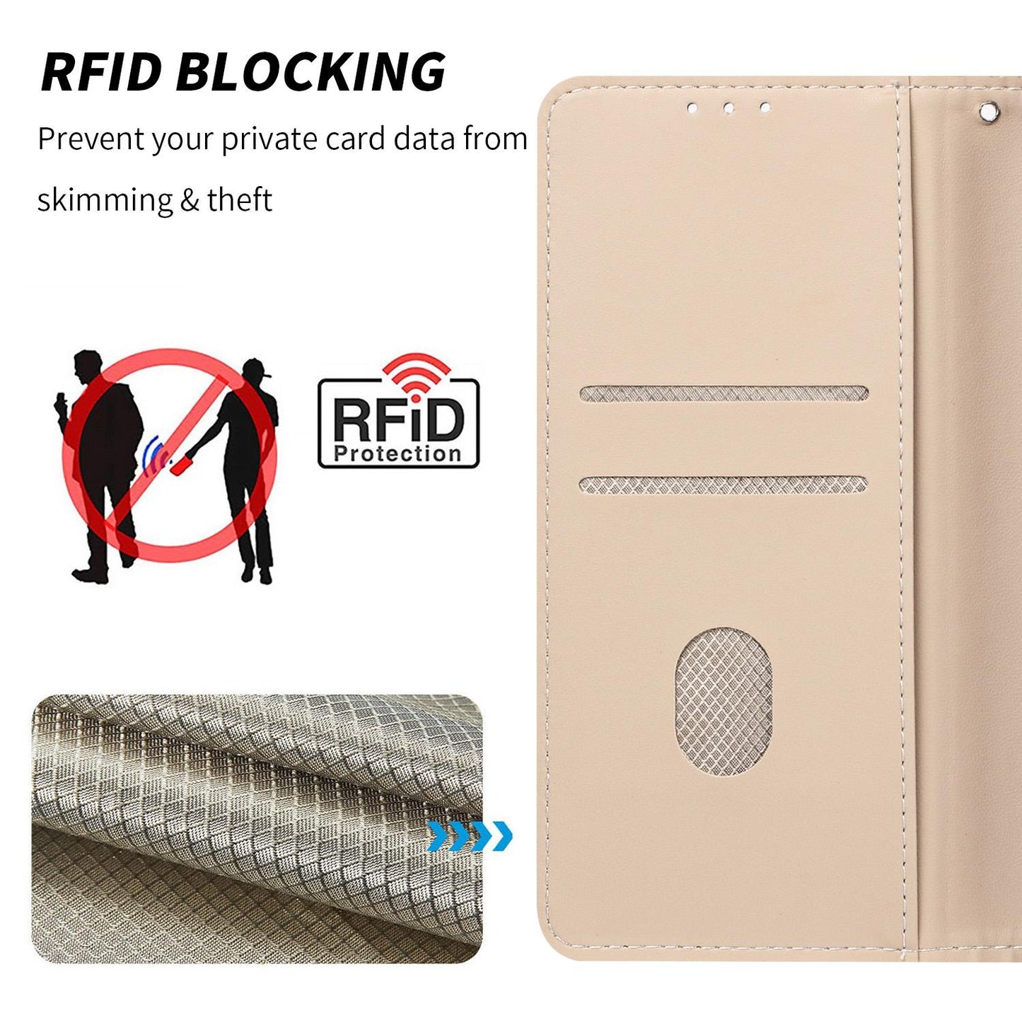 For Redmi K90 Pro Max/Poco F8 Ultra Embossed Meander Pattern RFID Vegan Leather Phone Case(Beige)