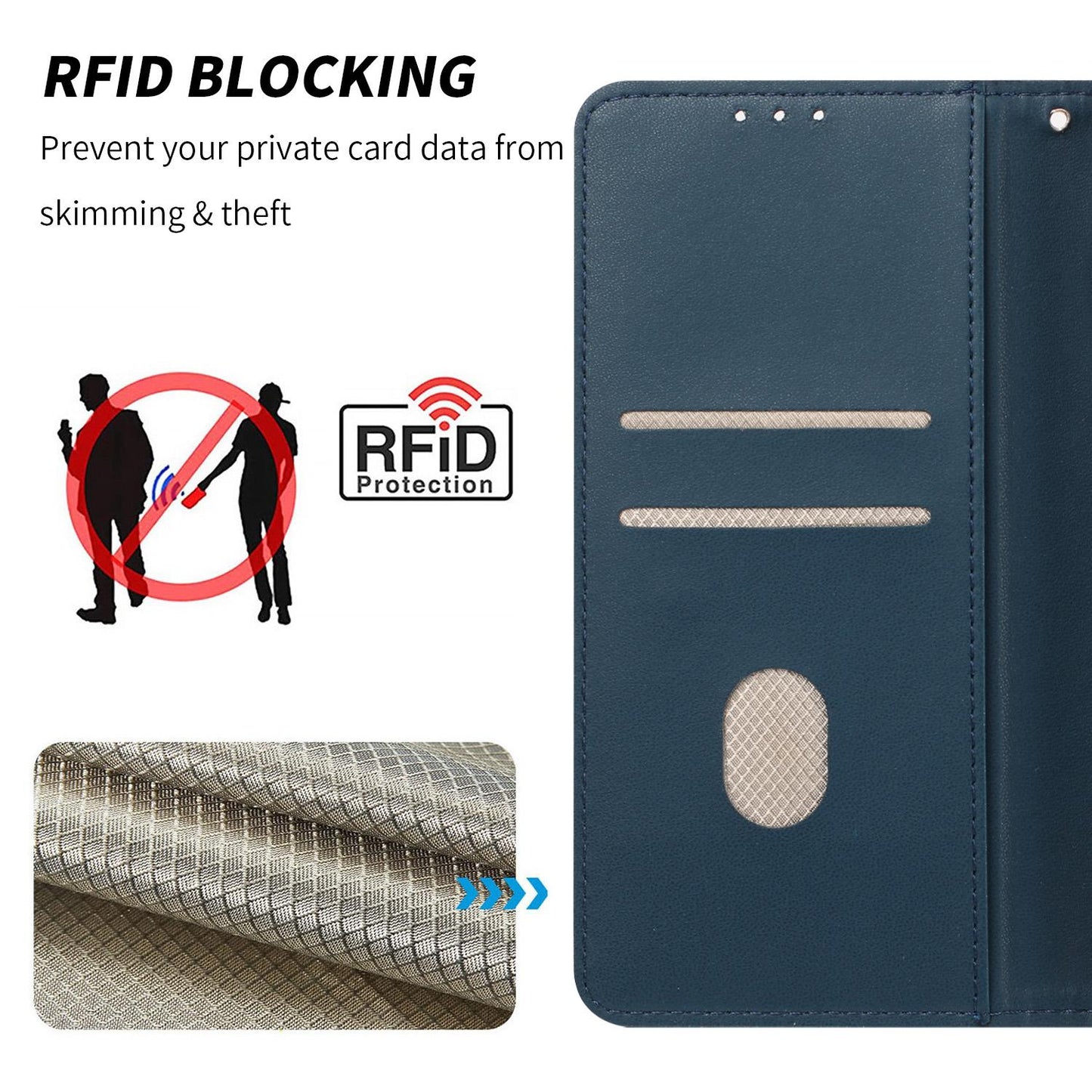 For Redmi K90 Pro Max/Poco F8 Ultra Embossed Meander Pattern RFID Vegan Leather Phone Case(Dark Blue)