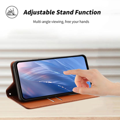 For Redmi K90 Pro Max/Poco F8 Ultra Embossed Meander Pattern RFID Vegan Leather Phone Case(Brown)