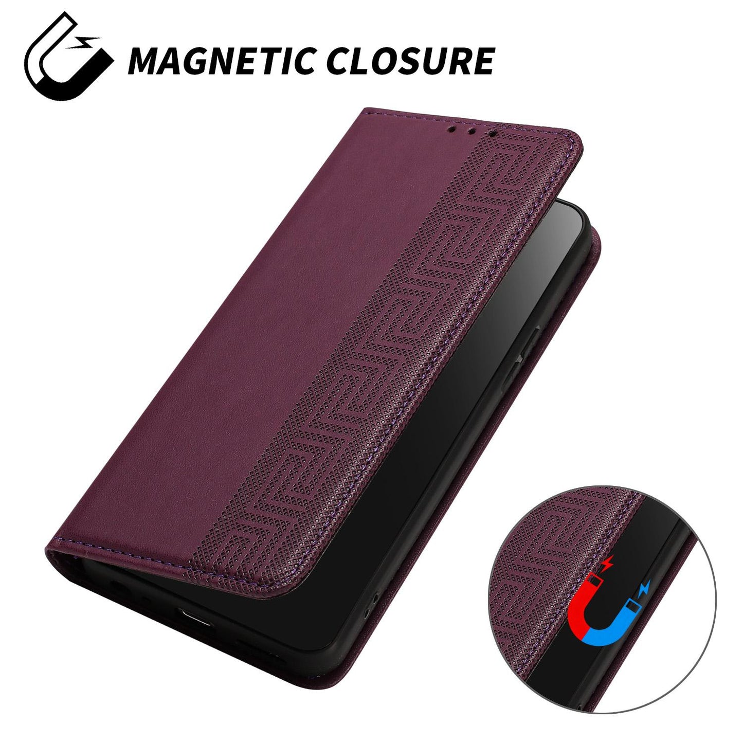For Redmi K90 Pro Max/Poco F8 Ultra Embossed Meander Pattern RFID Vegan Leather Phone Case(Dark Purple)