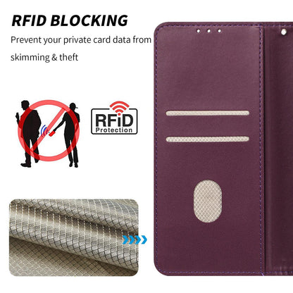 For Redmi K90 Pro Max/Poco F8 Ultra Embossed Meander Pattern RFID Vegan Leather Phone Case(Dark Purple)