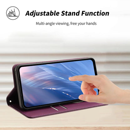 For Redmi K90 Pro Max/Poco F8 Ultra Embossed Meander Pattern RFID Vegan Leather Phone Case(Dark Purple)
