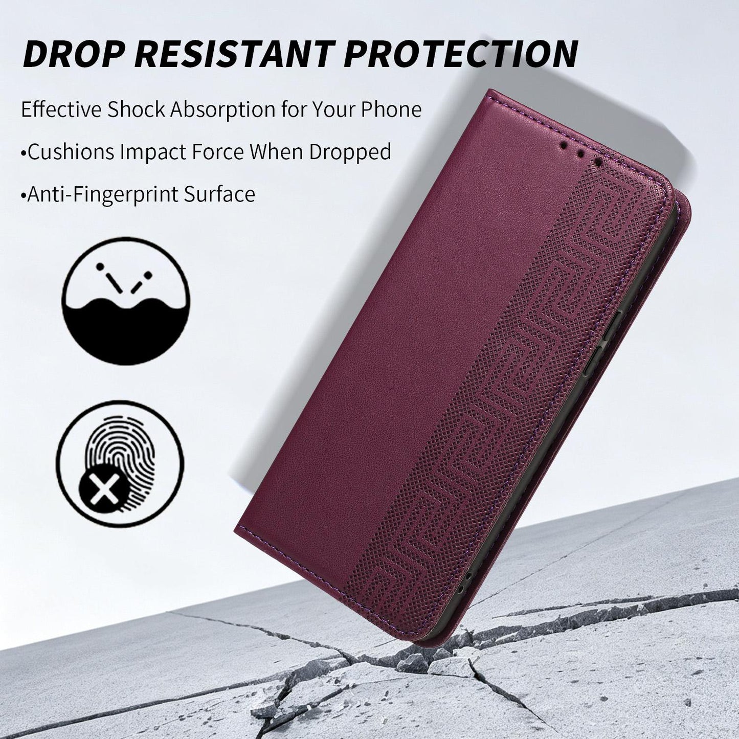 For Redmi K90 Pro Max/Poco F8 Ultra Embossed Meander Pattern RFID Vegan Leather Phone Case(Dark Purple)