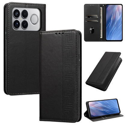 For Redmi K90 Pro Max/Poco F8 Ultra Embossed Meander Pattern RFID Vegan Leather Phone Case(Black)