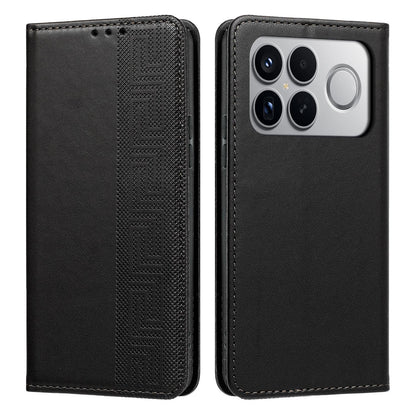 For Redmi K90 Pro Max/Poco F8 Ultra Embossed Meander Pattern RFID Vegan Leather Phone Case(Black)