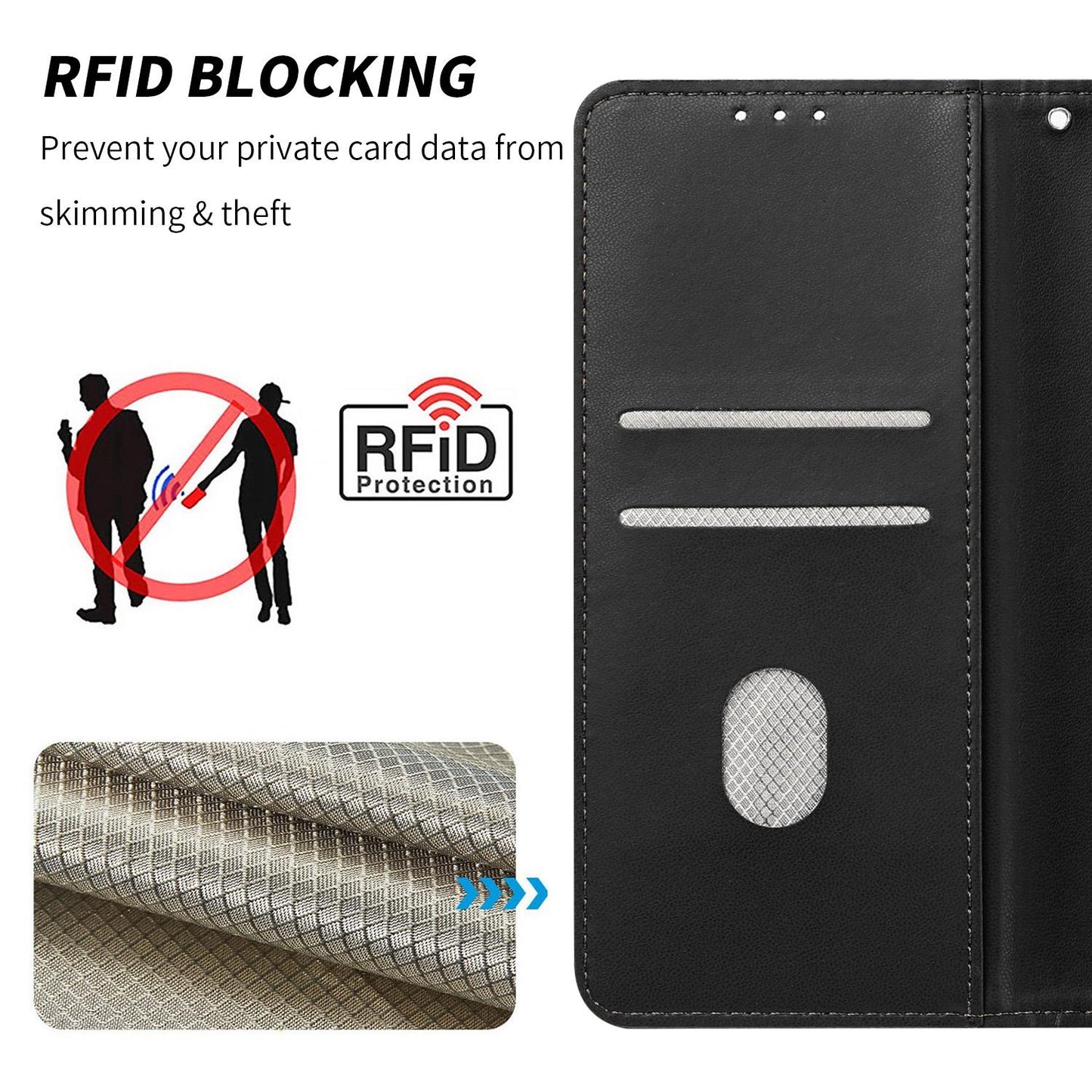 For Redmi K90 Pro Max/Poco F8 Ultra Embossed Meander Pattern RFID Vegan Leather Phone Case(Black)