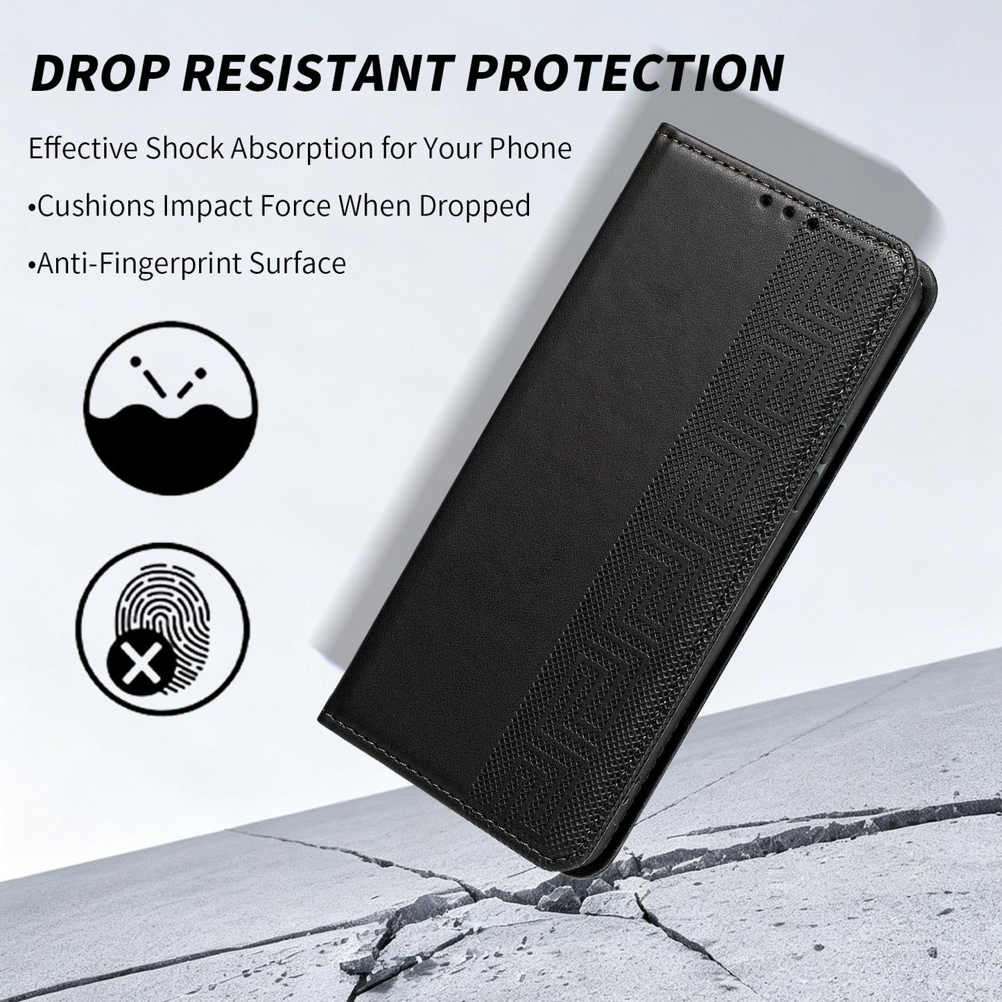For Redmi K90 Pro Max/Poco F8 Ultra Embossed Meander Pattern RFID Vegan Leather Phone Case(Black)