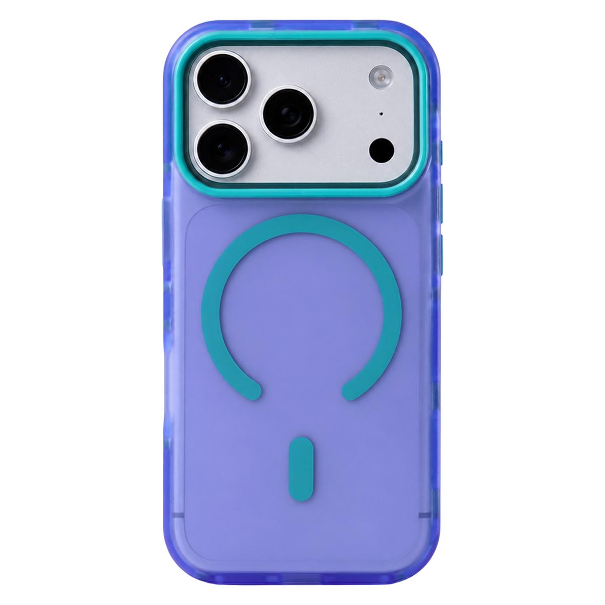 For iPhone 17 Pro Max Metal Frame Anti-Slip Edge Strips Design Magnetic TPU Phone Case - Blue - EDA009967101A