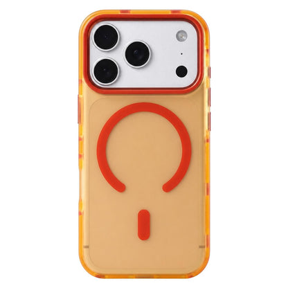 For iPhone 17 Pro Max Metal Frame Anti-Slip Edge Strips Design Magnetic TPU Phone Case - Orange - EDA009967101C