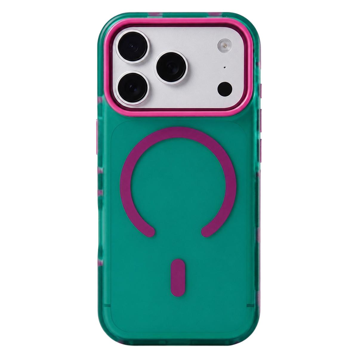 For iPhone 17 Pro Max Metal Frame Anti-Slip Edge Strips Design Magnetic TPU Phone Case - Green - EDA009967101E