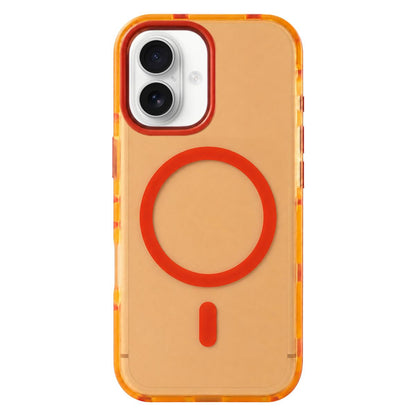 For iPhone 17 Metal Frame Anti-Slip Edge Strips Design Magnetic TPU Phone Case - Orange - EDA009967103C