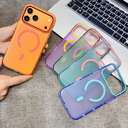 For iPhone 15 Pro Metal Frame Anti-Slip Edge Strips Design Magnetic TPU Phone Case - Blue - EDA009967108A