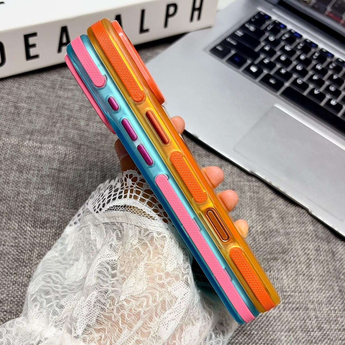 For iPhone 15 Pro Metal Frame Anti-Slip Edge Strips Design Magnetic TPU Phone Case - Blue - EDA009967108A