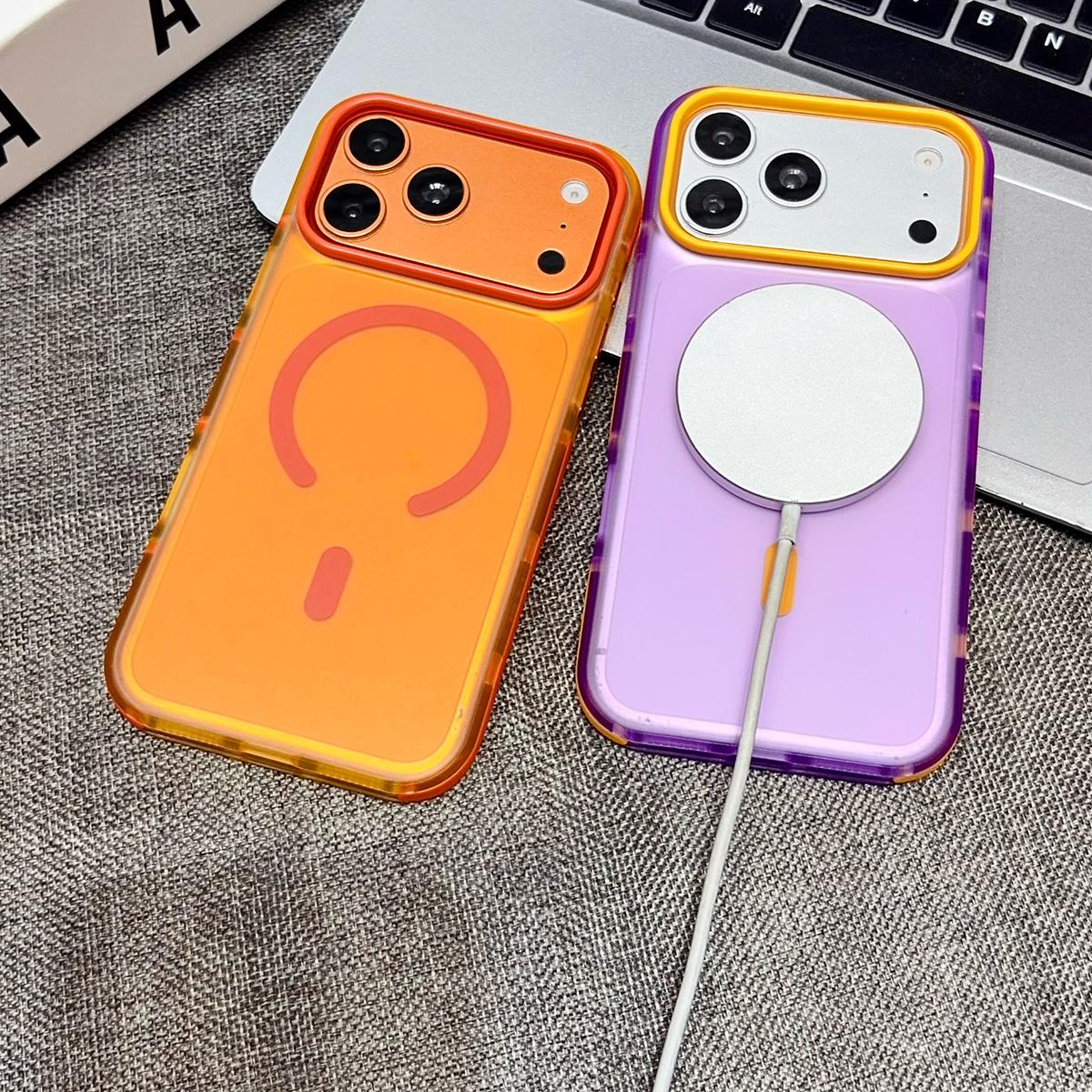 For iPhone 15 Pro Metal Frame Anti-Slip Edge Strips Design Magnetic TPU Phone Case - Blue - EDA009967108A