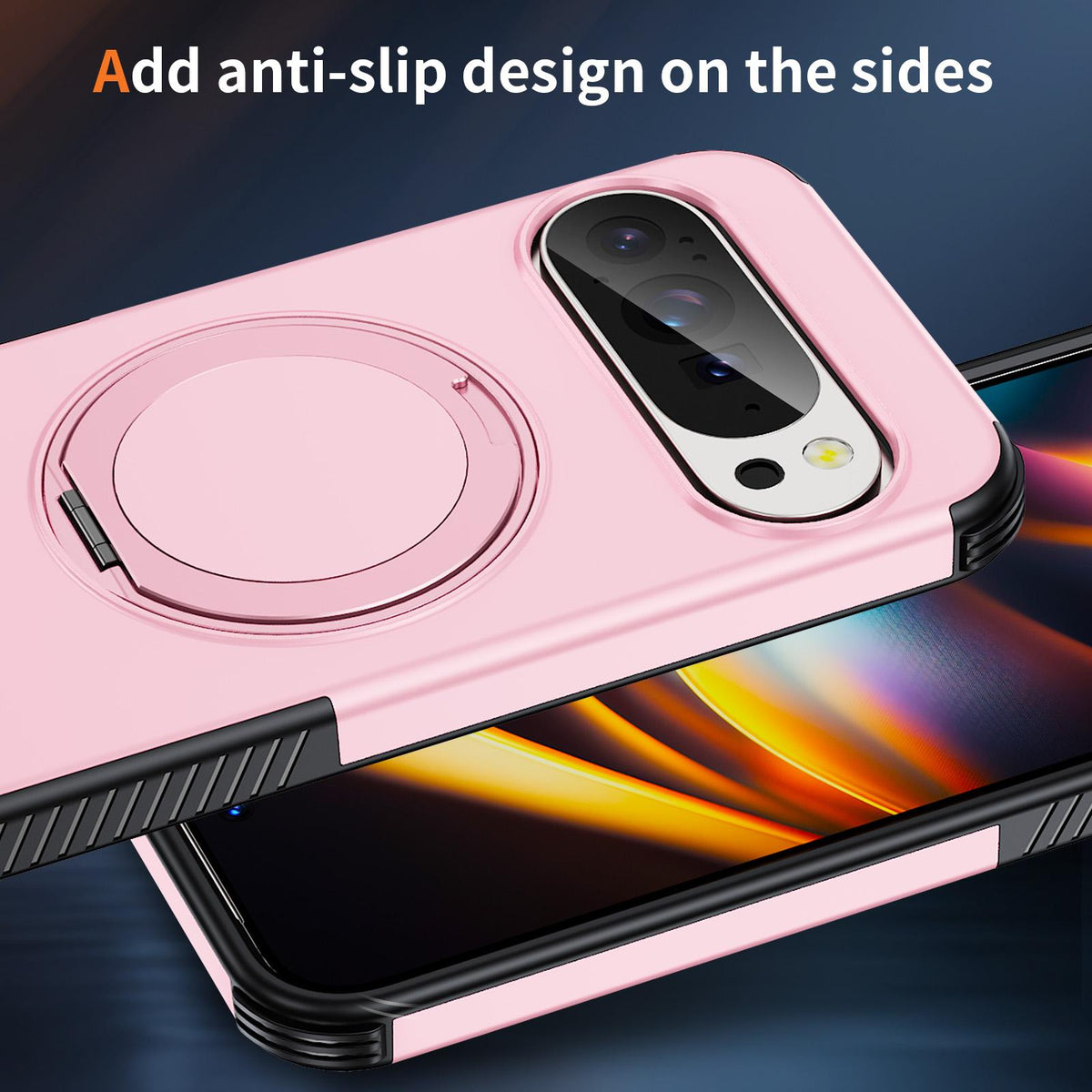 For Google Pixel 11 Pro / 11 / 10 Pro Magnetic 360 Rotating Holder Phone Case - Pink - EDA009967301B