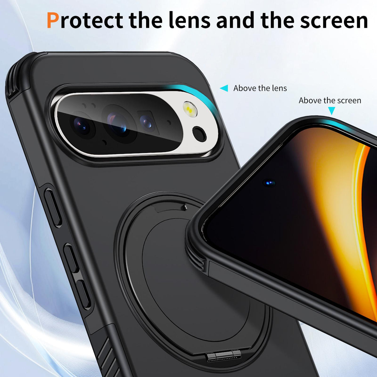 For Google Pixel 11 Pro / 11 / 10 Pro Magnetic 360 Rotating Holder Phone Case - Black - EDA009967301C