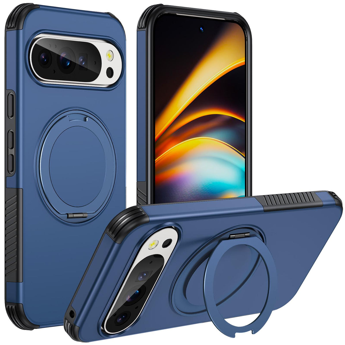 For Google Pixel 11 Pro / 11 / 10 Pro Magnetic 360 Rotating Holder Phone Case - Blue - EDA009967301E