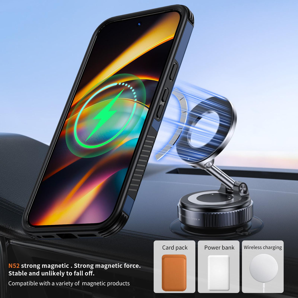 For Google Pixel 11 Pro / 11 / 10 Pro Magnetic 360 Rotating Holder Phone Case - Blue - EDA009967301E