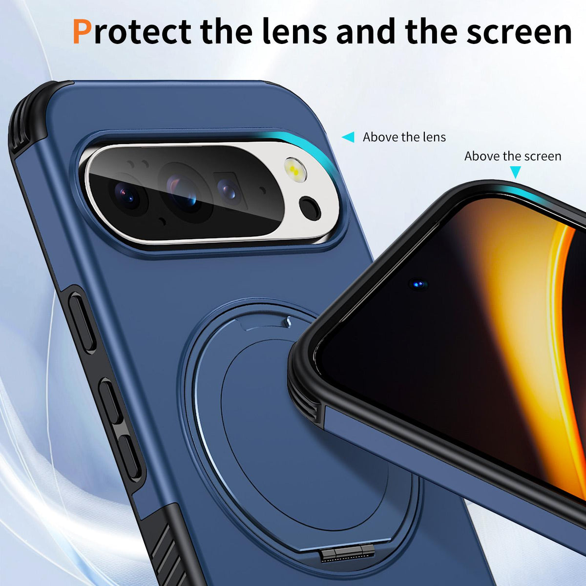 For Google Pixel 11 Pro / 11 / 10 Pro Magnetic 360 Rotating Holder Phone Case - Blue - EDA009967301E