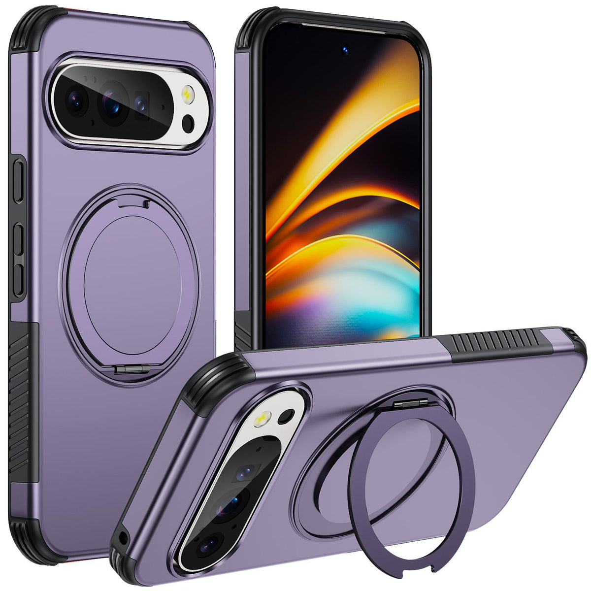 For Google Pixel 11 Pro / 11 / 10 Pro Magnetic 360 Rotating Holder Phone Case - Light Purple - EDA009967301F