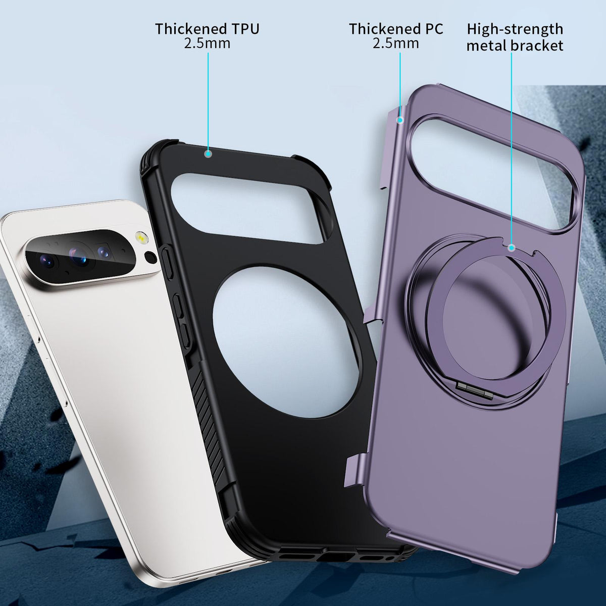 For Google Pixel 11 Pro / 11 / 10 Pro Magnetic 360 Rotating Holder Phone Case - Light Purple - EDA009967301F