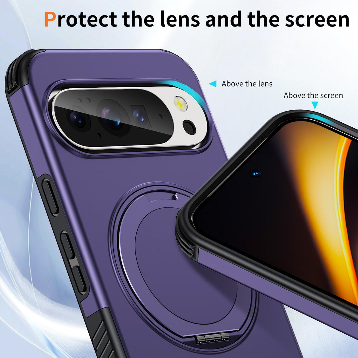 For Google Pixel 11 Pro / 11 / 10 Pro Magnetic 360 Rotating Holder Phone Case - Dark Purple - EDA009967301G