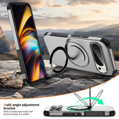 For Google Pixel 11 Pro / 11 / 10 Pro Magnetic 360 Rotating Holder Phone Case - Silver - EDA009967301H