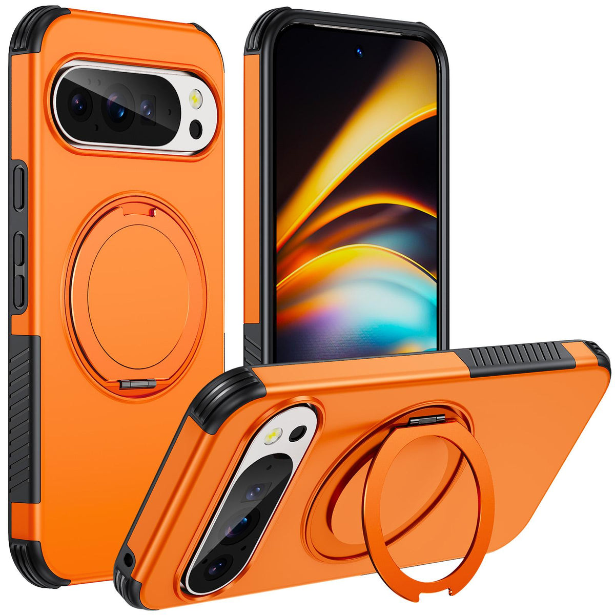 For Google Pixel 11 Pro XL / 10 Pro XL Magnetic 360 Rotating Holder Phone Case - Orange - EDA009967302A