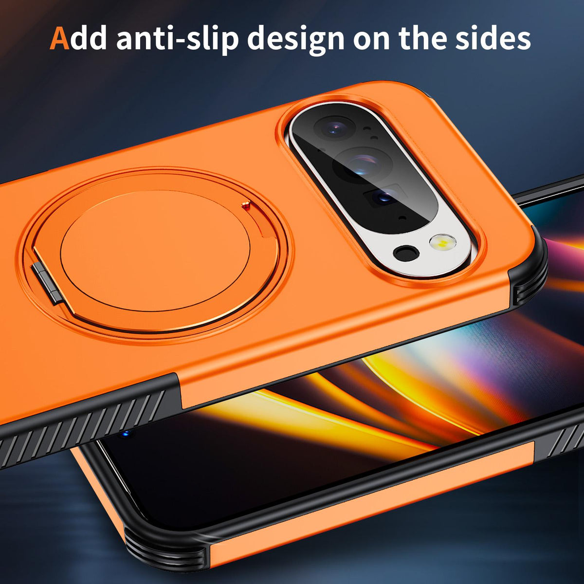For Google Pixel 11 Pro XL / 10 Pro XL Magnetic 360 Rotating Holder Phone Case - Orange - EDA009967302A