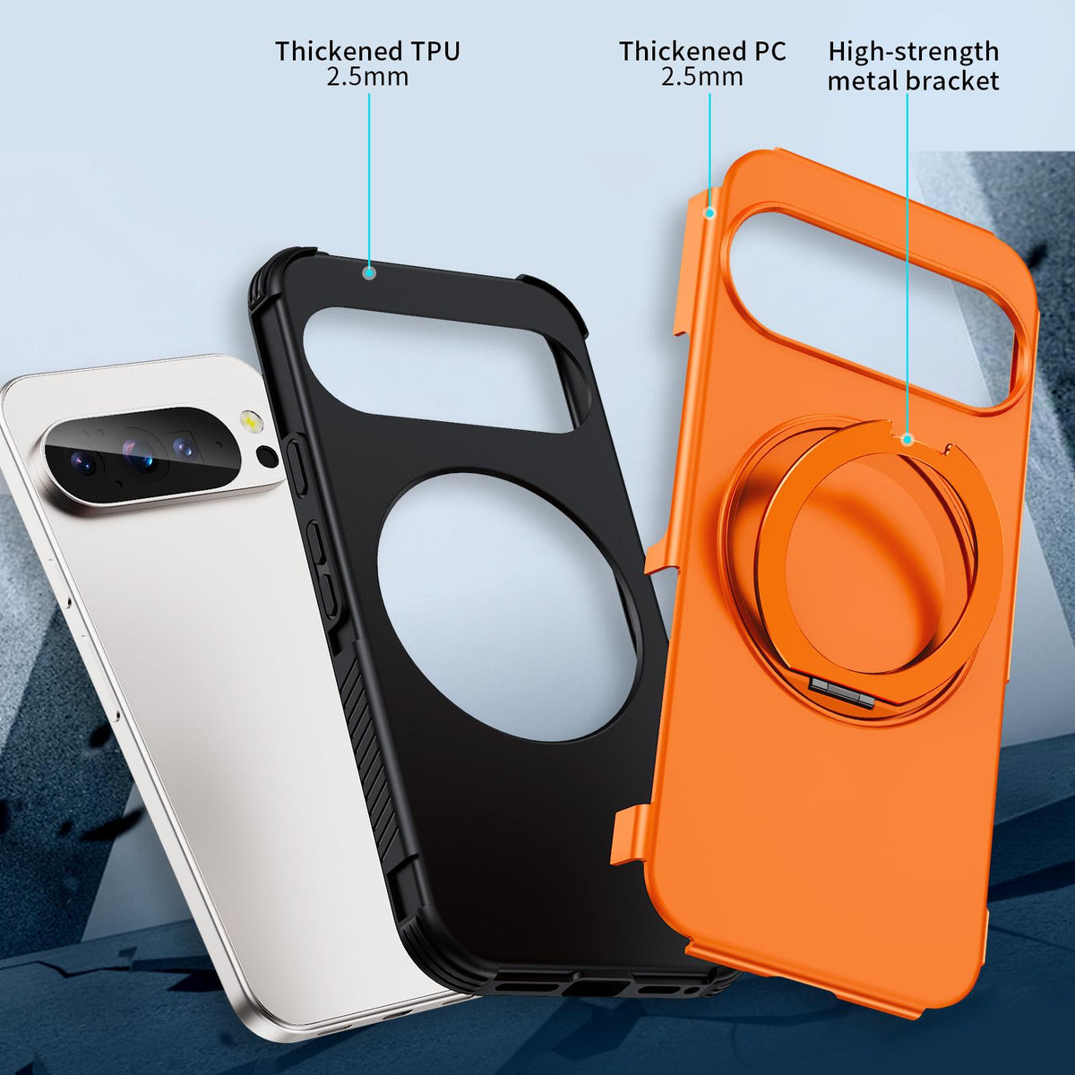 For Google Pixel 11 Pro XL / 10 Pro XL Magnetic 360 Rotating Holder Phone Case - Orange - EDA009967302A