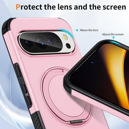 For Google Pixel 11 Pro XL / 10 Pro XL Magnetic 360 Rotating Holder Phone Case - Pink - EDA009967302B