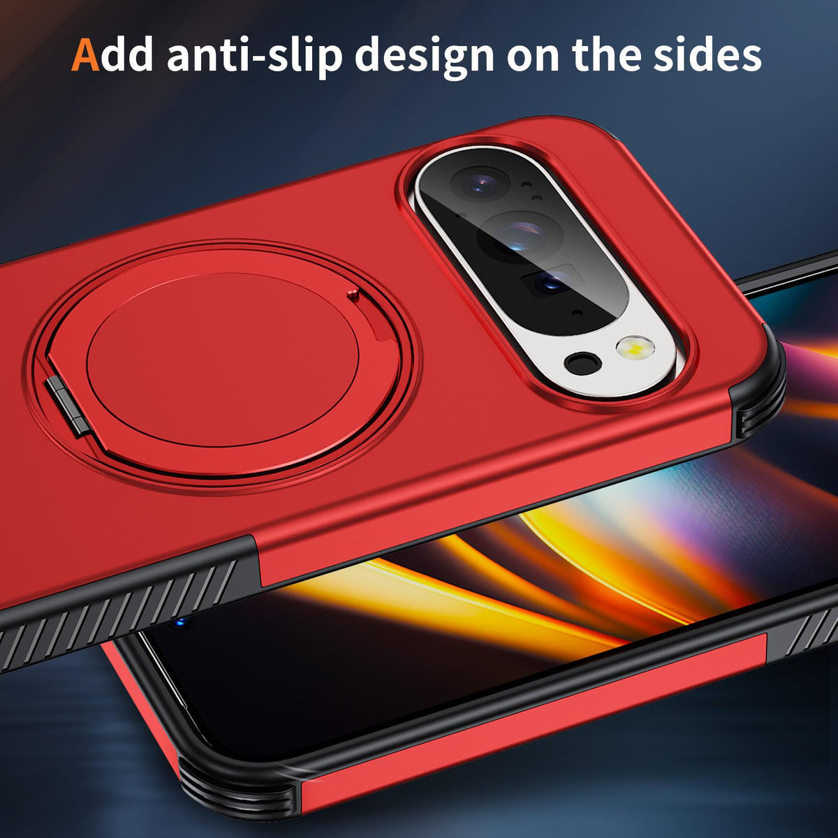 For Google Pixel 11 Pro XL / 10 Pro XL Magnetic 360 Rotating Holder Phone Case - Red - EDA009967302D