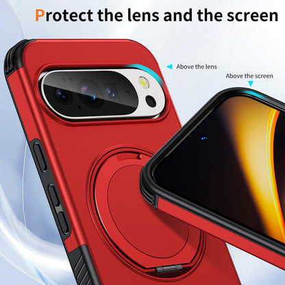 For Google Pixel 11 Pro XL / 10 Pro XL Magnetic 360 Rotating Holder Phone Case - Red - EDA009967302D