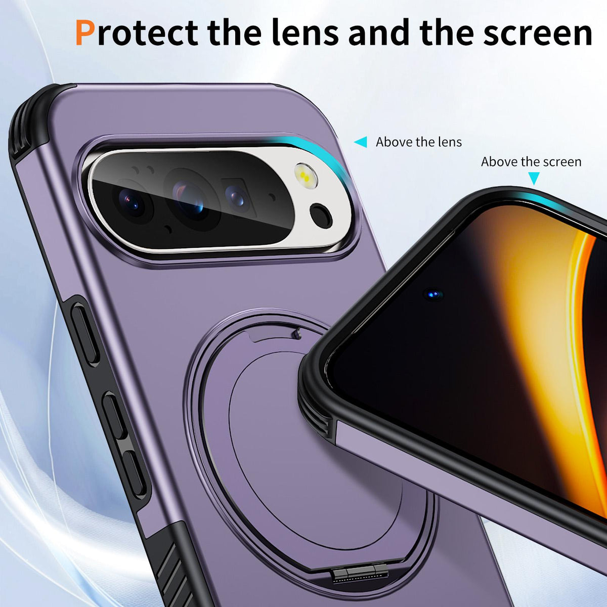 For Google Pixel 11 Pro XL / 10 Pro XL Magnetic 360 Rotating Holder Phone Case - Light Purple - EDA009967302F