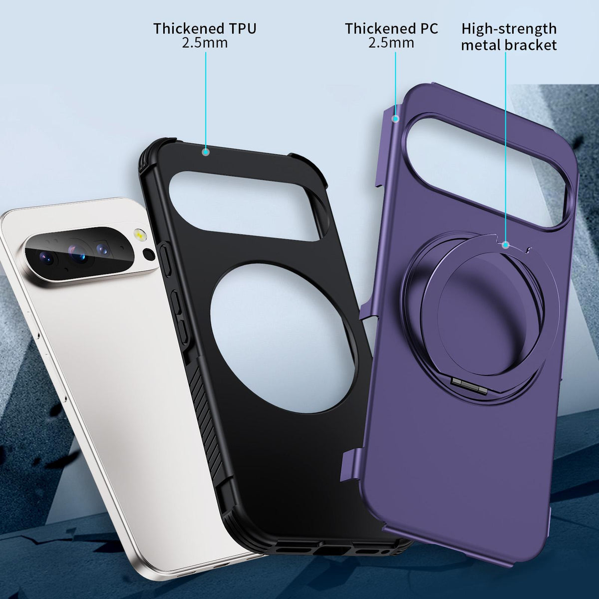 For Google Pixel 11 Pro XL / 10 Pro XL Magnetic 360 Rotating Holder Phone Case - Dark Purple - EDA009967302G