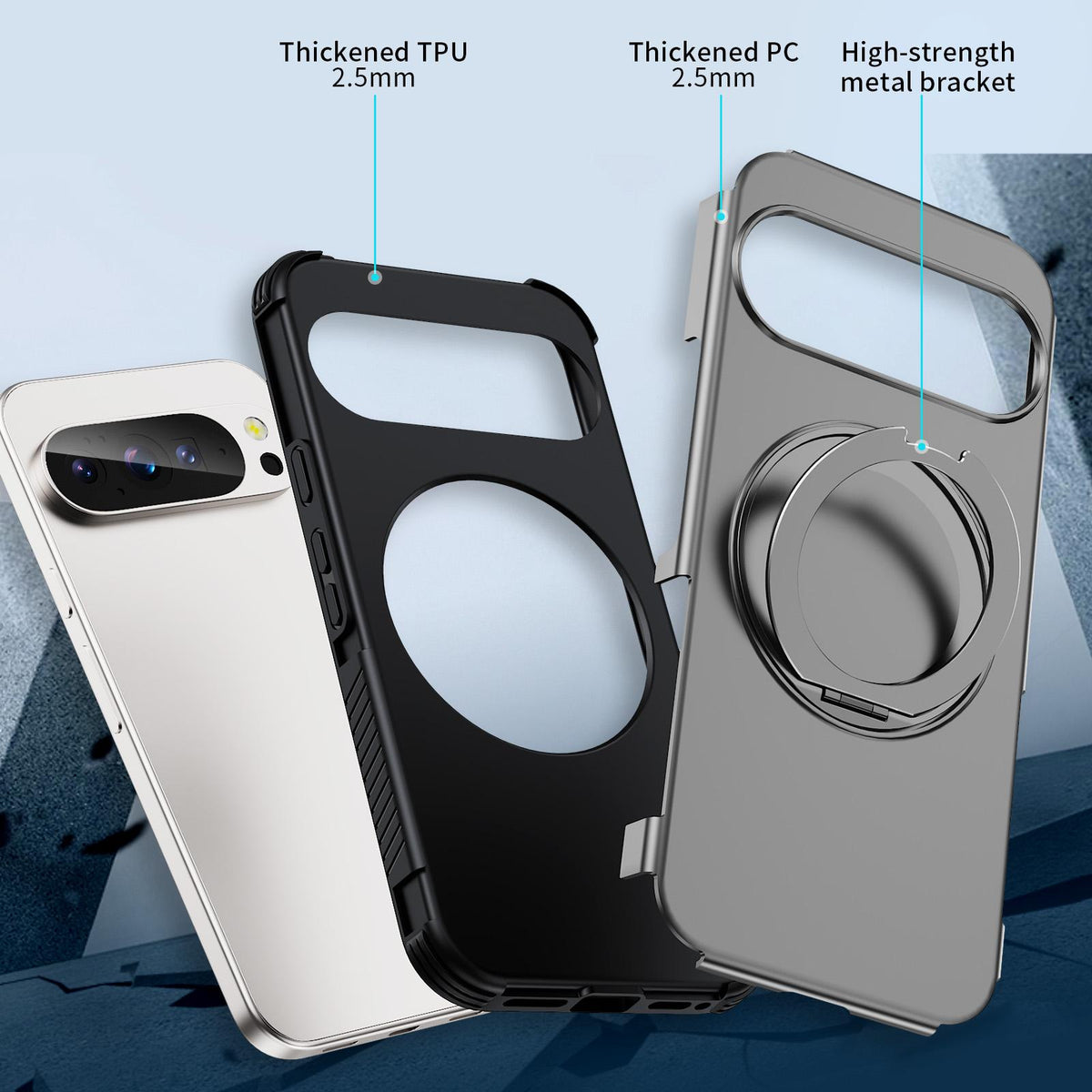 For Google Pixel 11 Pro XL / 10 Pro XL Magnetic 360 Rotating Holder Phone Case - Silver - EDA009967302H