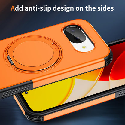 For Google Pixel 10a Magnetic 360 Rotating Holder Phone Case - Orange - EDA009967303A