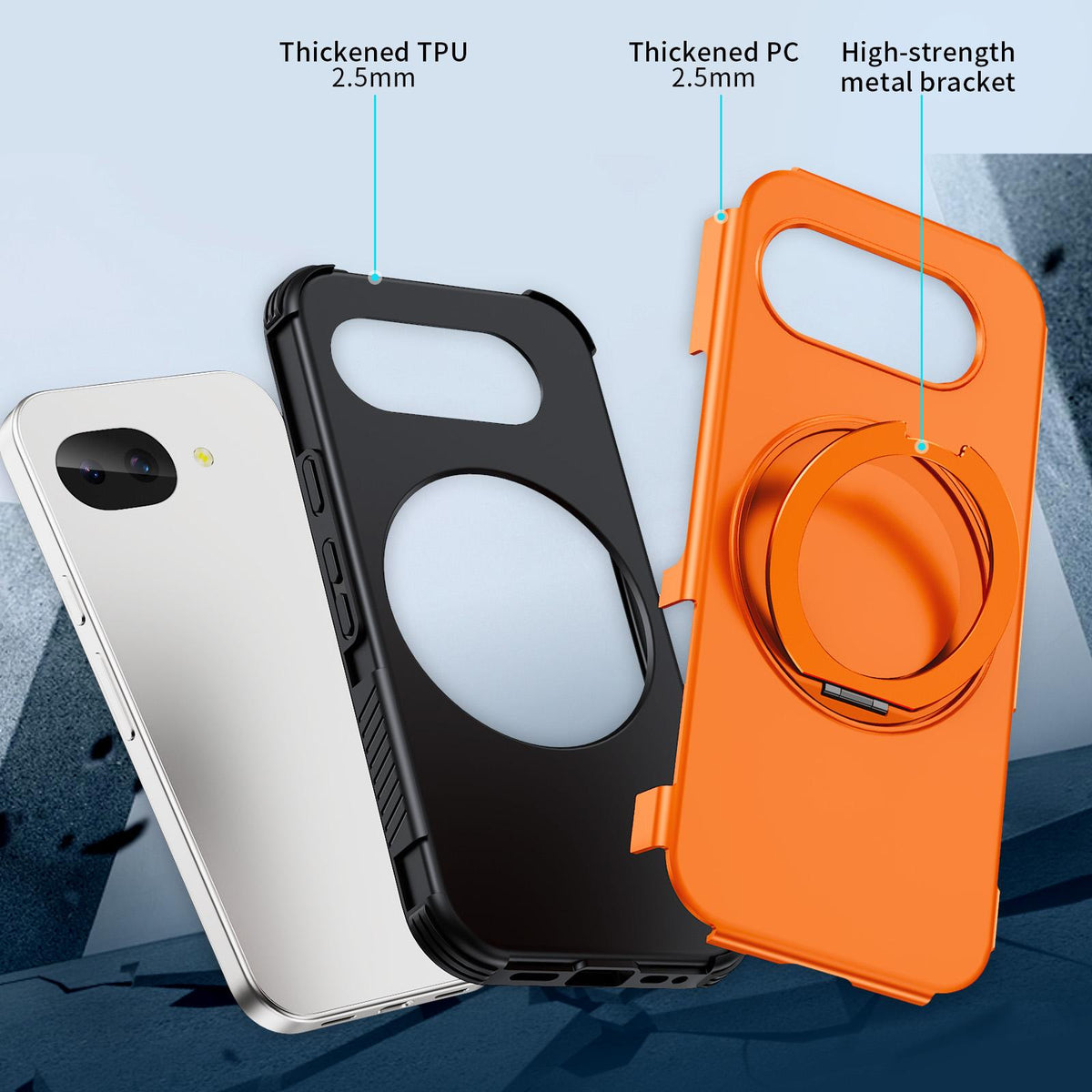 For Google Pixel 10a Magnetic 360 Rotating Holder Phone Case - Orange - EDA009967303A