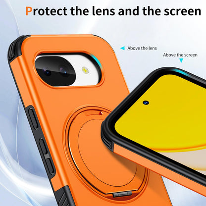For Google Pixel 10a Magnetic 360 Rotating Holder Phone Case - Orange - EDA009967303A
