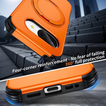 For Google Pixel 10a Magnetic 360 Rotating Holder Phone Case - Orange - EDA009967303A