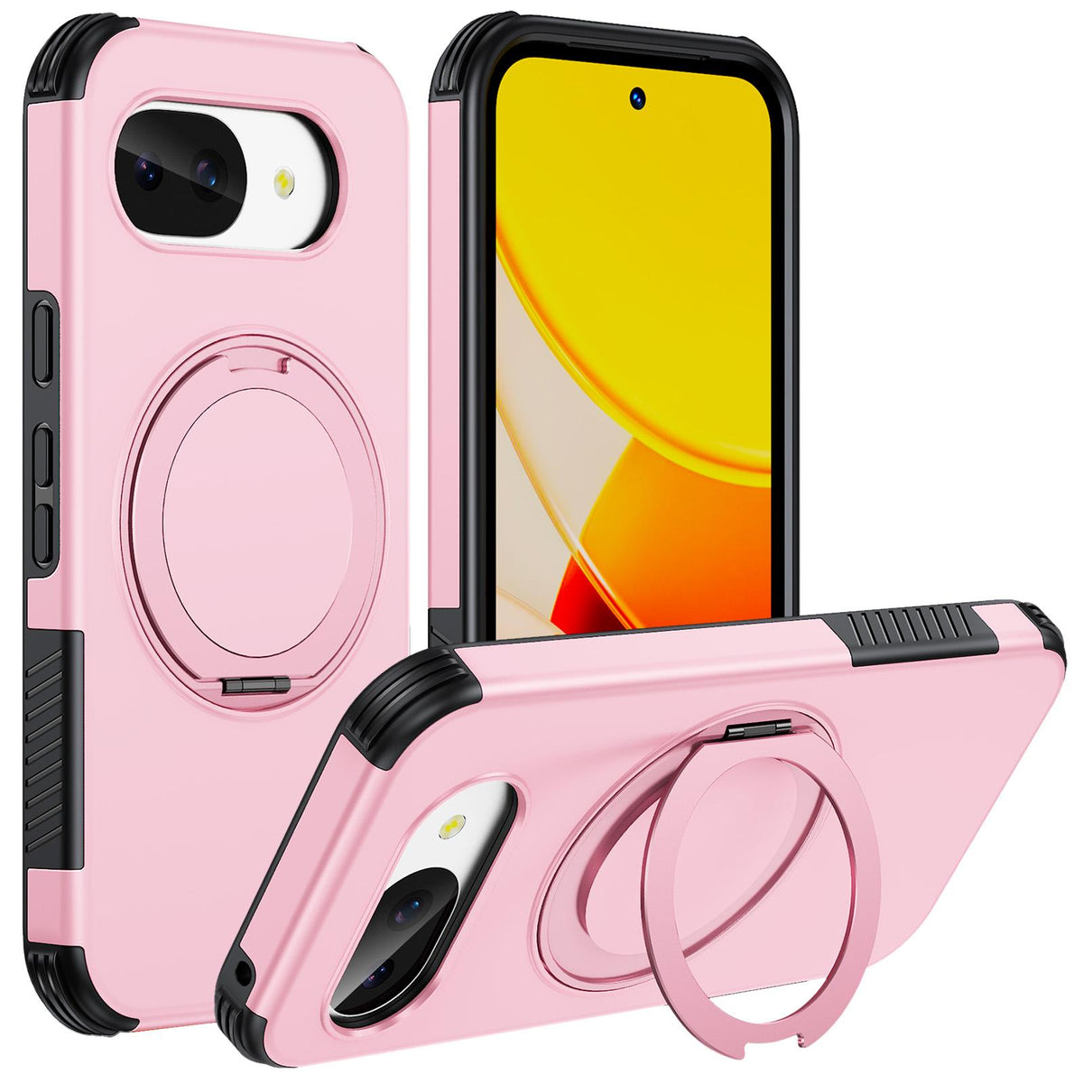 For Google Pixel 10a Magnetic 360 Rotating Holder Phone Case - Pink - EDA009967303B