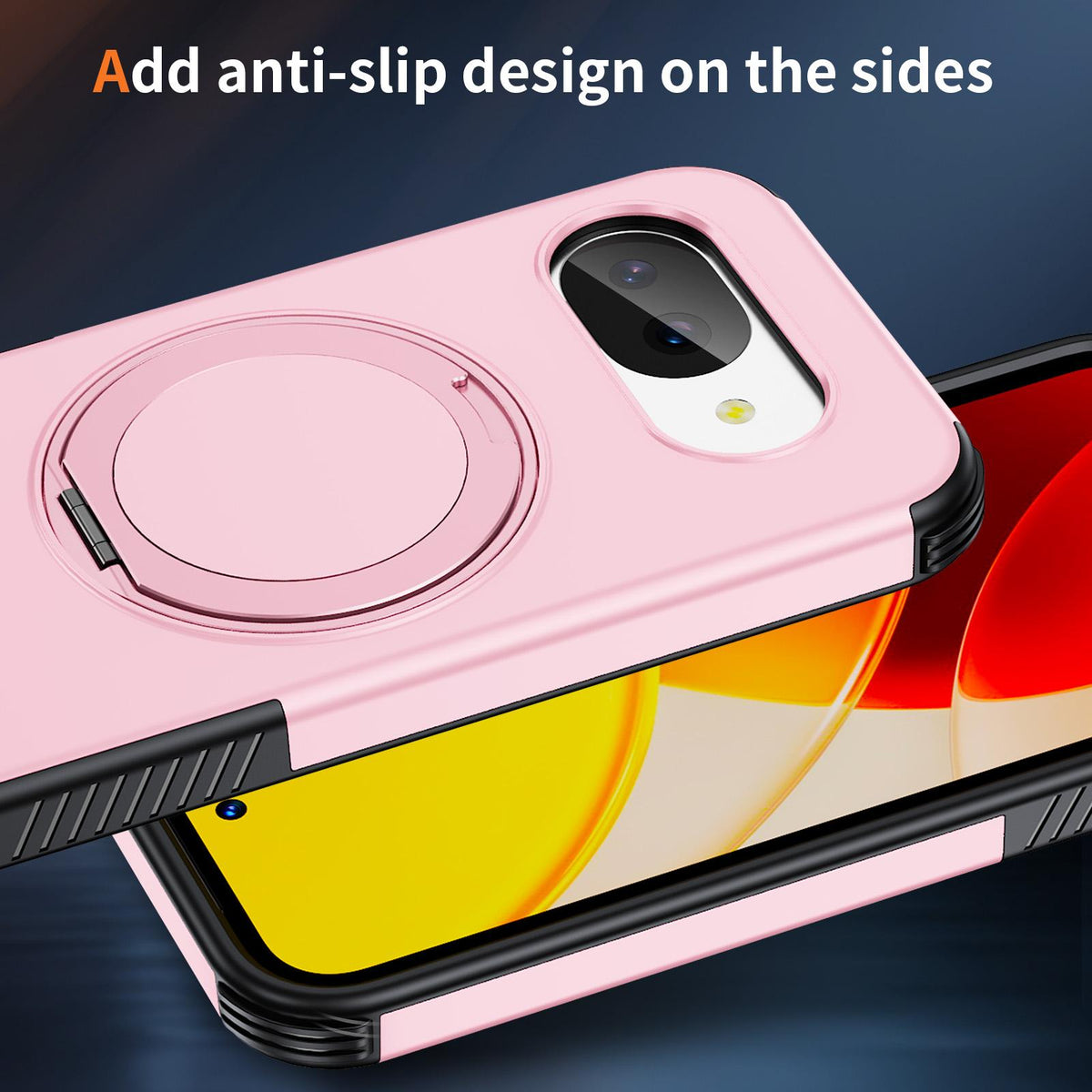For Google Pixel 10a Magnetic 360 Rotating Holder Phone Case - Pink - EDA009967303B